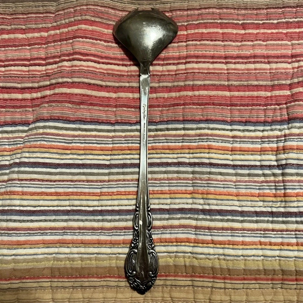 Vintage Springtime Stainless Japan Serving Spoon‎ Ladle Unique Cut Out Serving